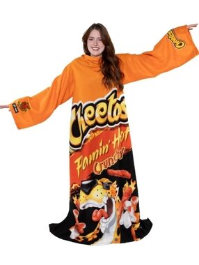 Snuggie Cheetos Flamin' Hot Blanket Unisex Orange & Yellow Men Women Gift Y2k